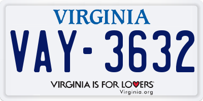VA license plate VAY3632