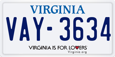 VA license plate VAY3634