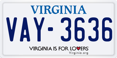 VA license plate VAY3636