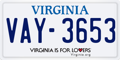 VA license plate VAY3653