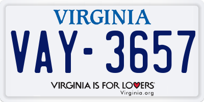 VA license plate VAY3657