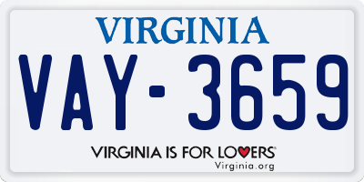 VA license plate VAY3659