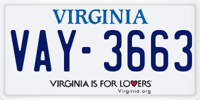 VA license plate VAY3663