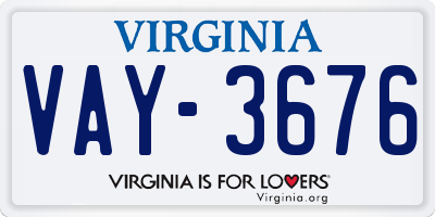 VA license plate VAY3676