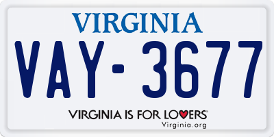 VA license plate VAY3677