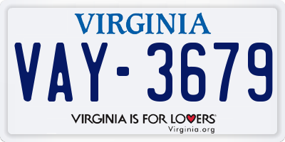 VA license plate VAY3679
