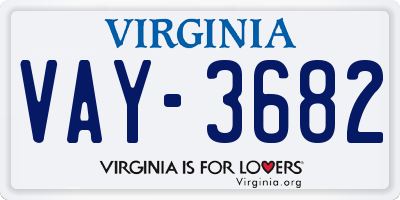 VA license plate VAY3682