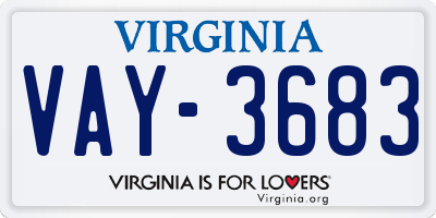VA license plate VAY3683