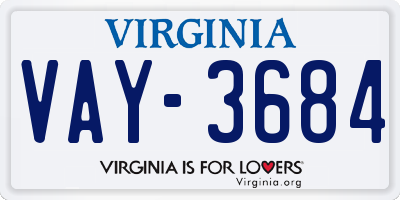 VA license plate VAY3684