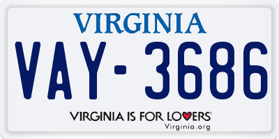 VA license plate VAY3686
