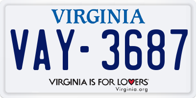 VA license plate VAY3687