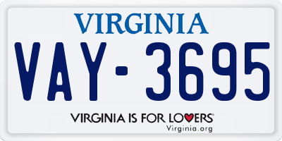 VA license plate VAY3695
