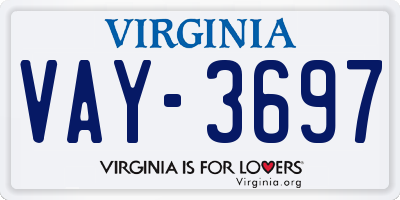 VA license plate VAY3697