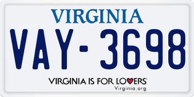 VA license plate VAY3698