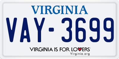 VA license plate VAY3699