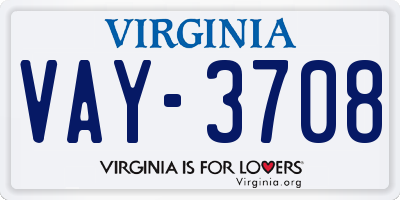 VA license plate VAY3708
