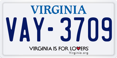 VA license plate VAY3709