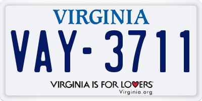VA license plate VAY3711