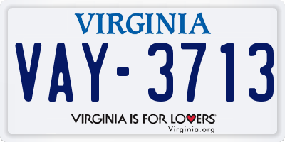 VA license plate VAY3713
