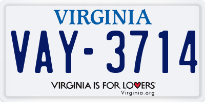 VA license plate VAY3714