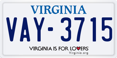 VA license plate VAY3715