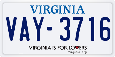 VA license plate VAY3716
