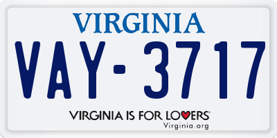 VA license plate VAY3717