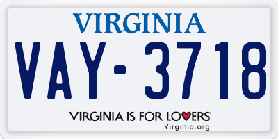 VA license plate VAY3718