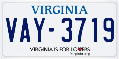VA license plate VAY3719