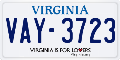 VA license plate VAY3723