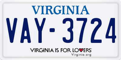 VA license plate VAY3724