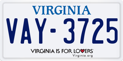 VA license plate VAY3725