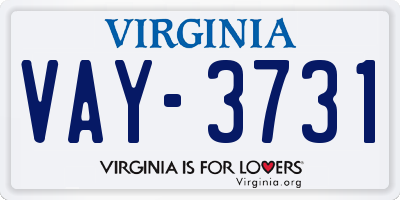 VA license plate VAY3731