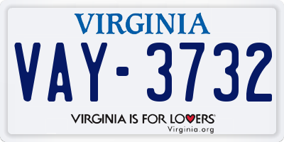 VA license plate VAY3732