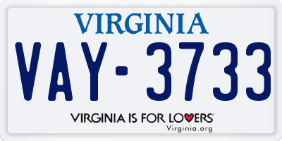 VA license plate VAY3733
