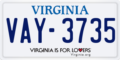 VA license plate VAY3735