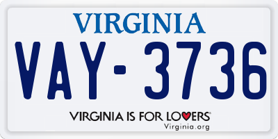 VA license plate VAY3736