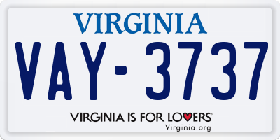 VA license plate VAY3737