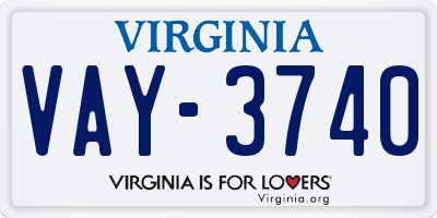 VA license plate VAY3740
