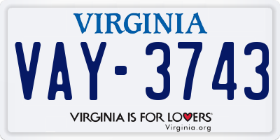 VA license plate VAY3743