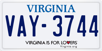 VA license plate VAY3744