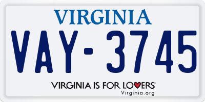VA license plate VAY3745