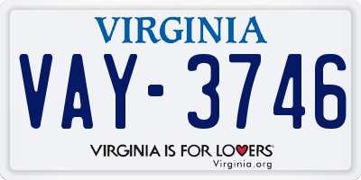 VA license plate VAY3746