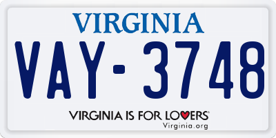 VA license plate VAY3748