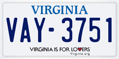 VA license plate VAY3751