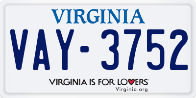 VA license plate VAY3752