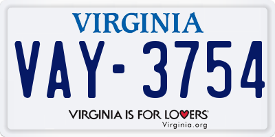 VA license plate VAY3754