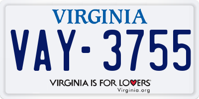 VA license plate VAY3755