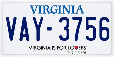 VA license plate VAY3756