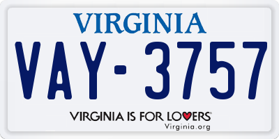 VA license plate VAY3757